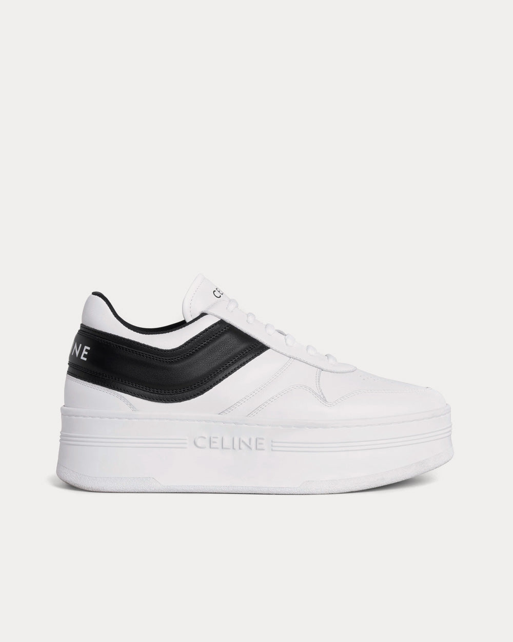 Celine Block with Wedge Outsole Optic White / Black Low Top Sneakers - 1