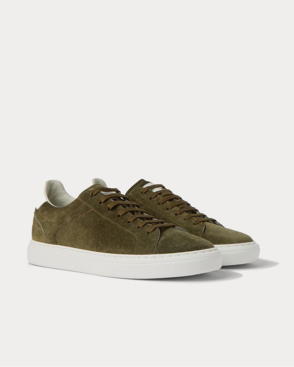 Brunello Cucinelli Leather-Trimmed Suede  Green low top sneakers - 2