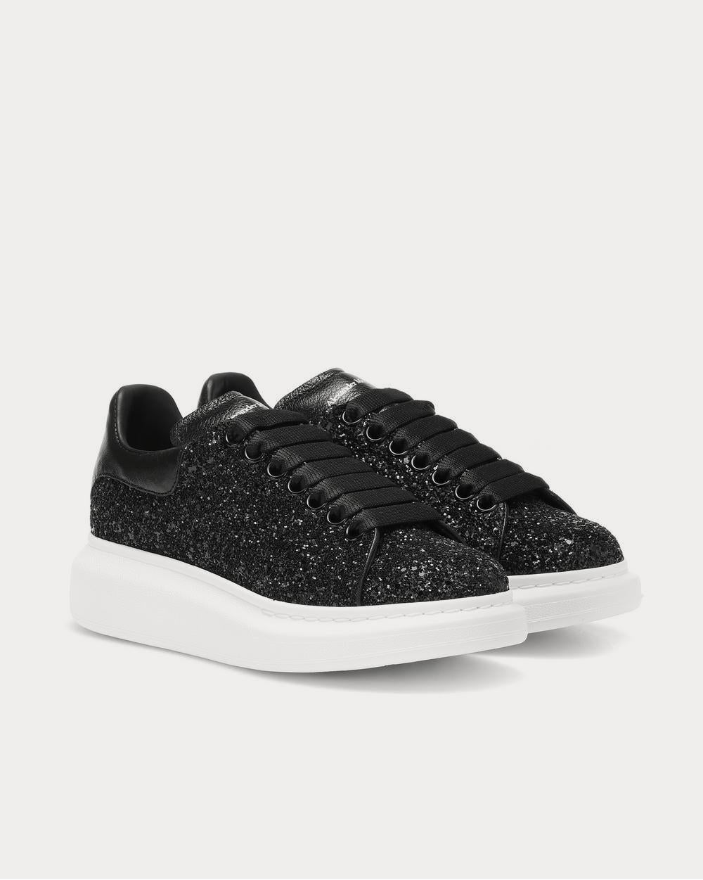 Alexander McQueen Leather-trimmed glitter Black Low Top Sneakers - 2