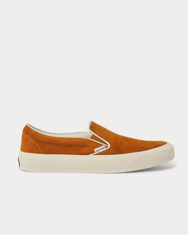 Tom Ford Cambridge Leather-Trimmed Suede Slip-On  Orange slip on sneakers