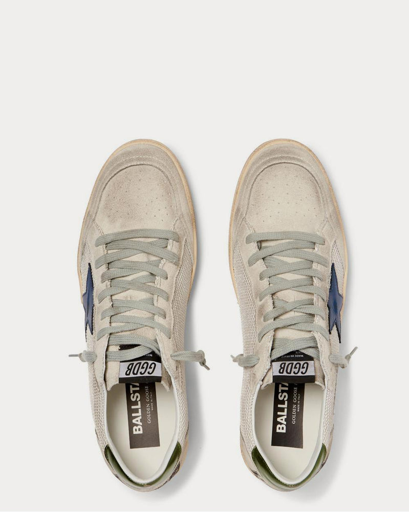 Golden Goose Ball Star Distressed Suede, Mesh and Leather  Silver low top sneakers - 6