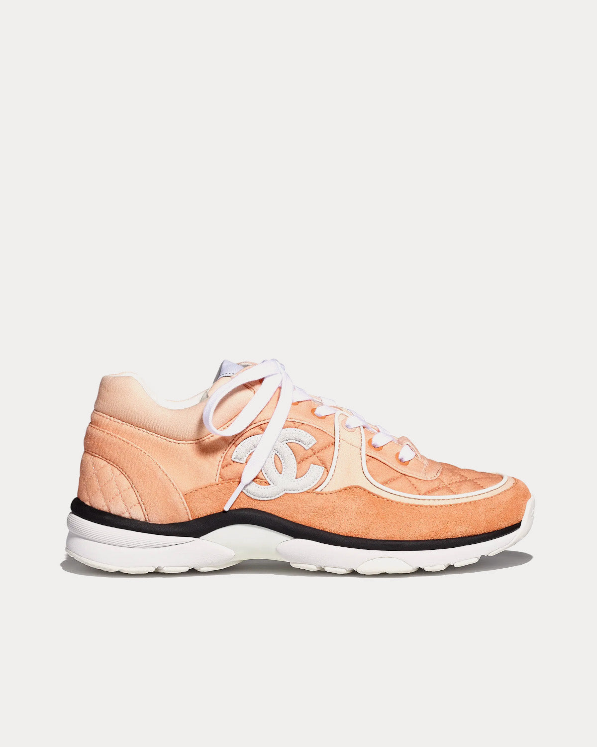 Chanel Fabric & Suede Calfskin Light Orange Low Top Sneakers - 1