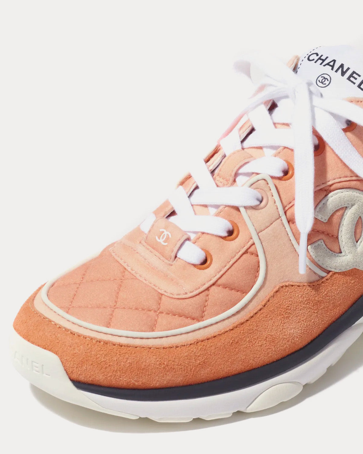 Orange chanel high top sneakers best sale