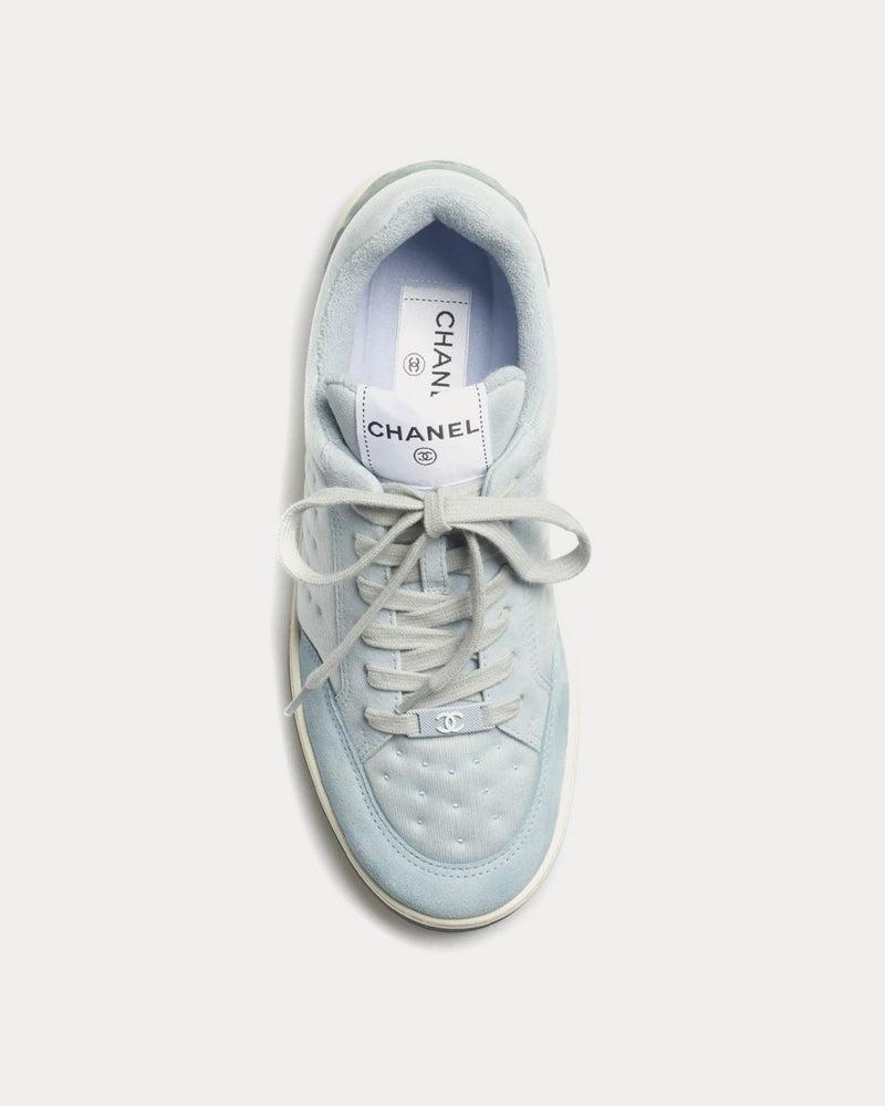 Chanel Mesh & Suede Calfskin Light Blue / Turquoise Low Top Sneakers - 2