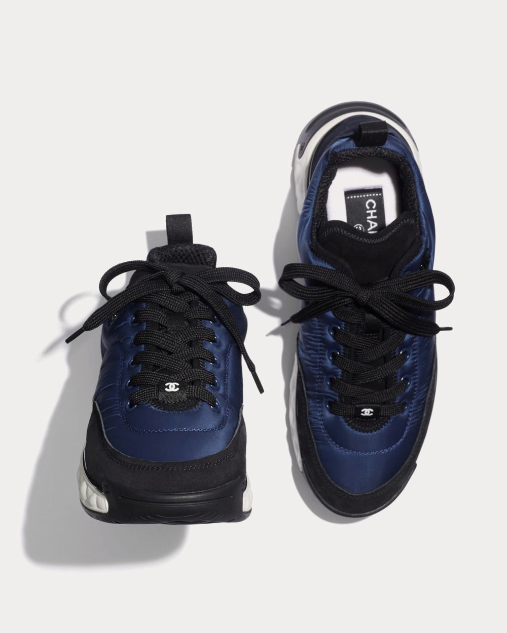 Chanel Nylon & Suede Calfskin Navy Blue Low Top Sneakers - 3