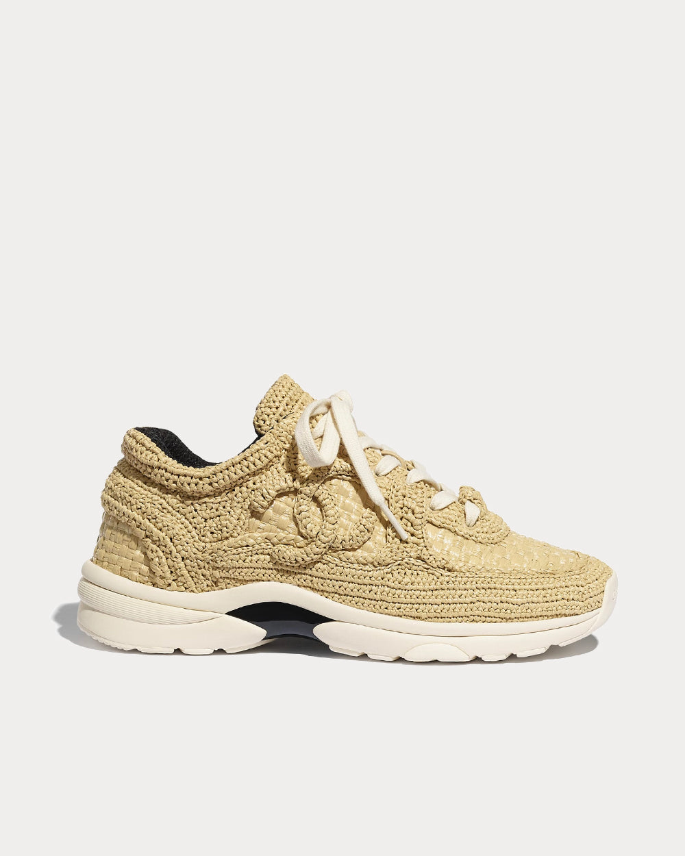 Chanel Braided Raffia Beige Low Top Sneakers - 1