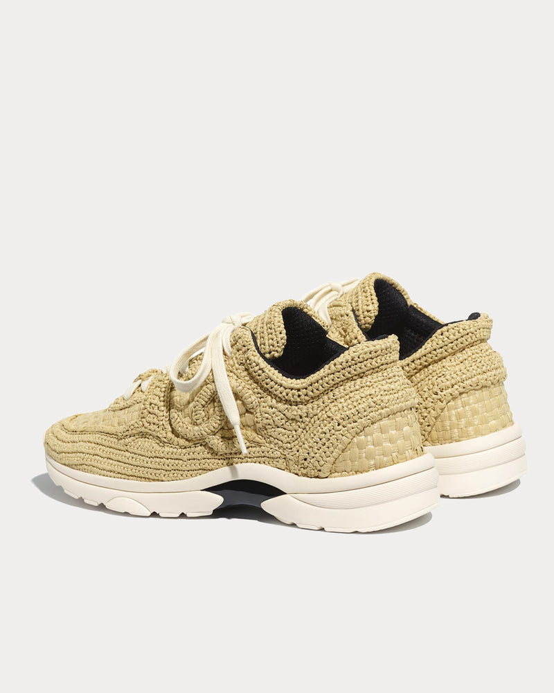 Chanel Braided Raffia Beige Low Top Sneakers - 3