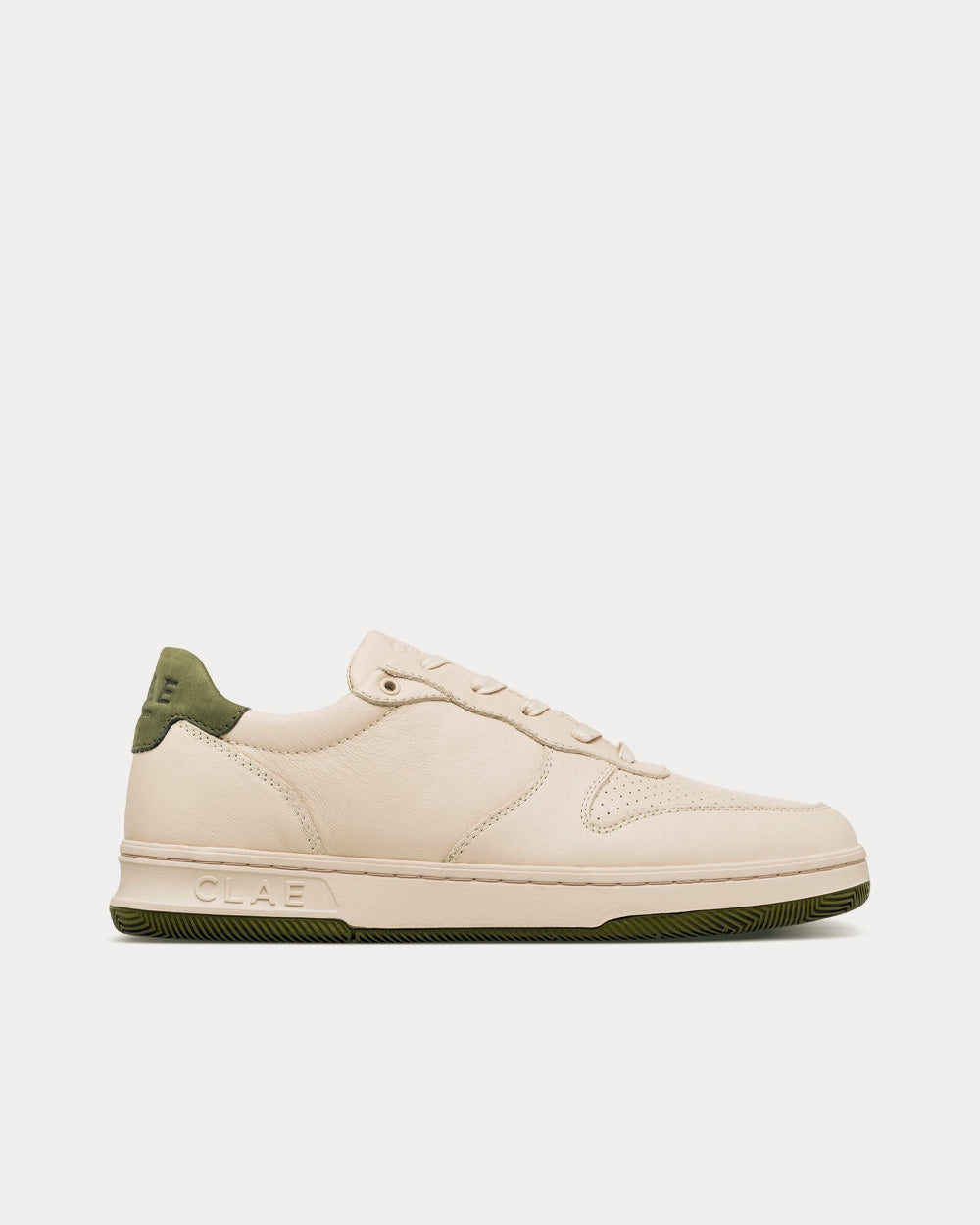 Clae Malone Smoke Leather Olive Low Top Sneakers - 1