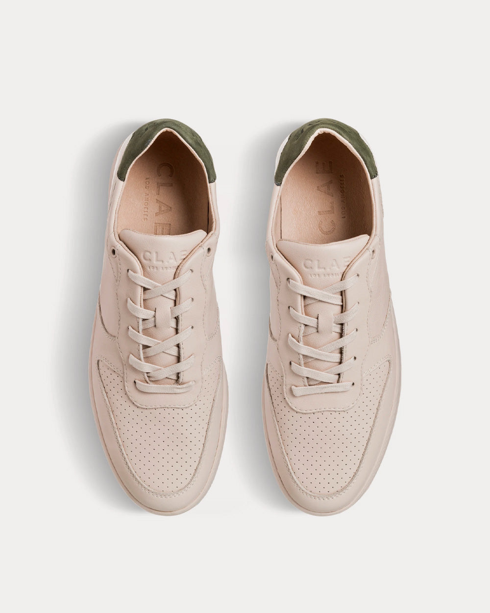 Clae Malone Smoke Leather Olive Low Top Sneakers - 2