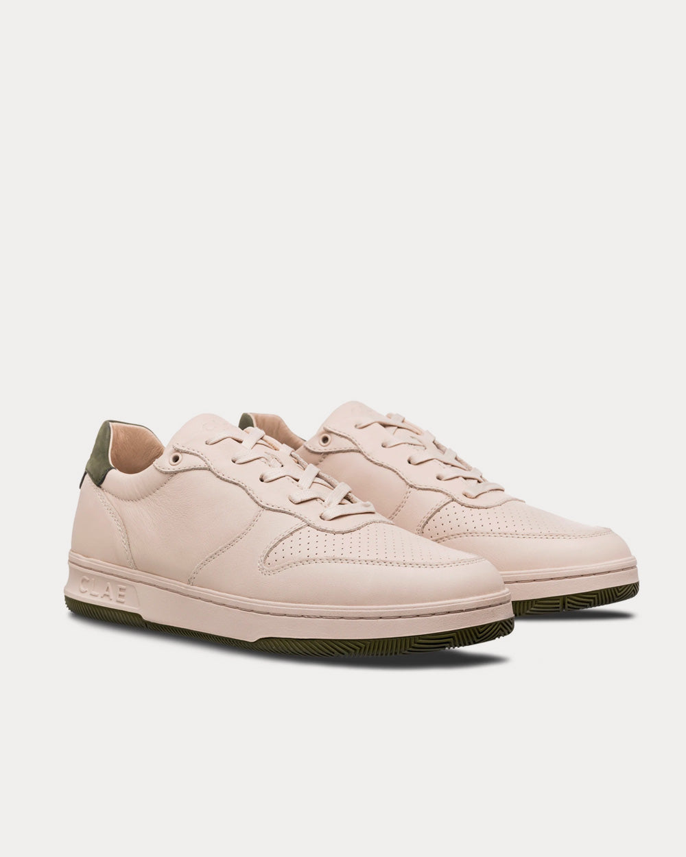 Clae Malone Smoke Leather Olive Low Top Sneakers - 3