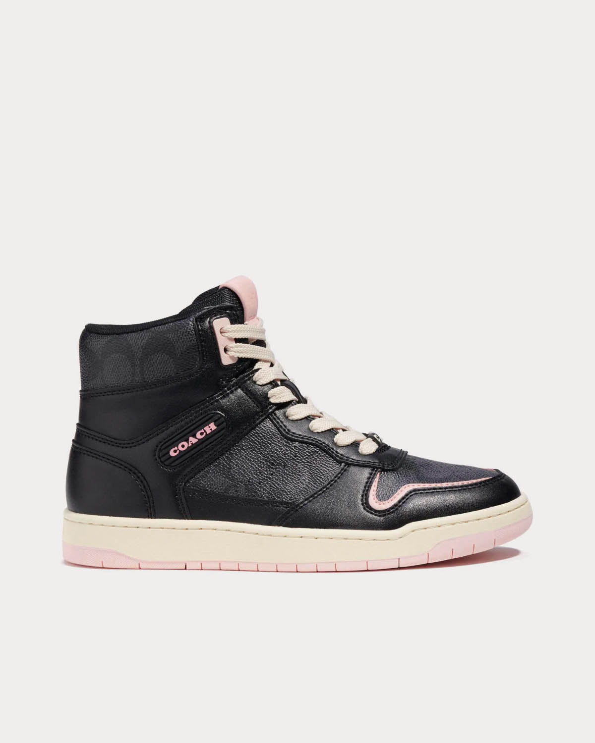 Coach Retro Signature Canvas & Leather Black High Top Sneakers - 1