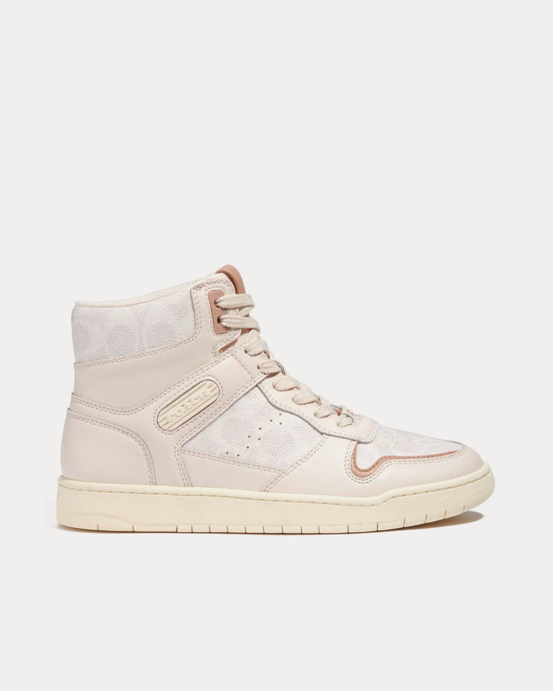 Coach Retro Signature Canvas & Leather Chalk High Top Sneakers - 1