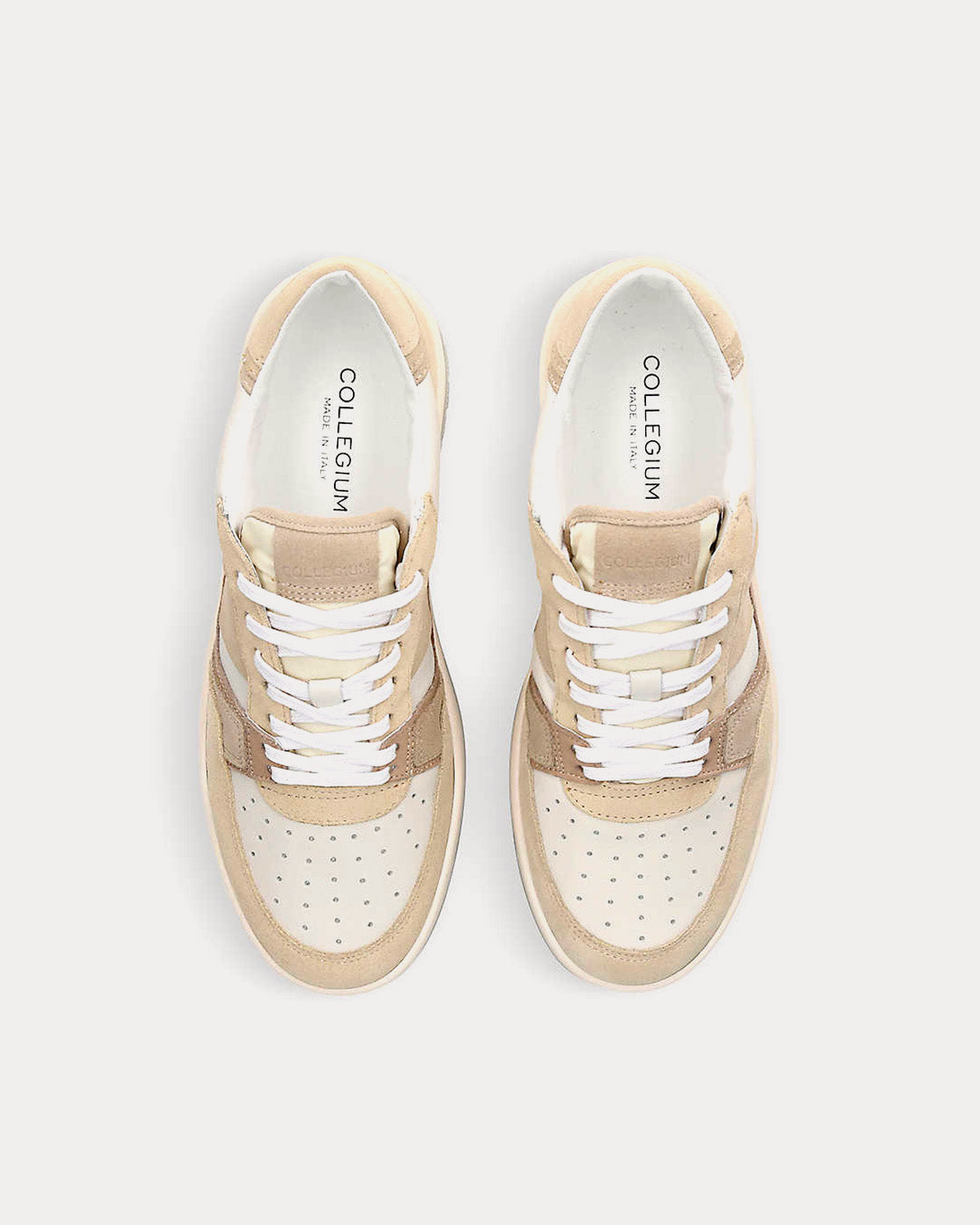 Collegium Alpha Leather & Suede Beige Low Top Sneakers - 2