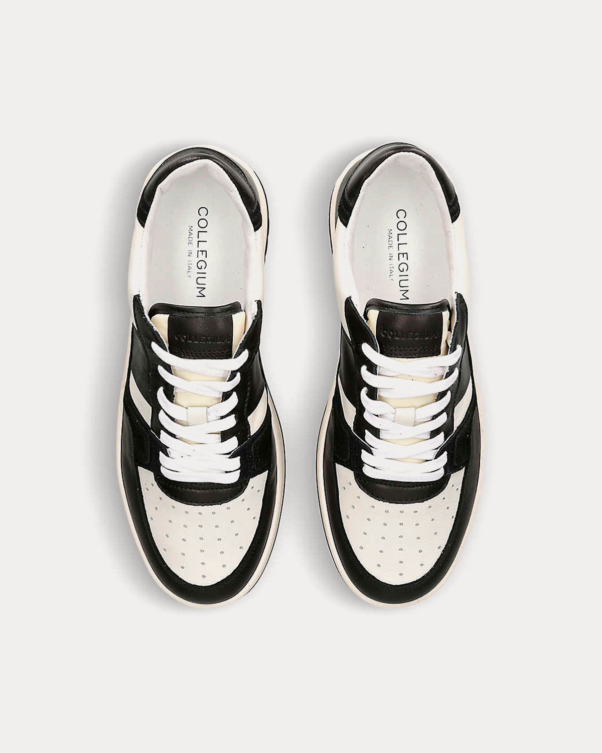 Collegium Alpha Leather & Suede Black / White Low Top Sneakers - 2