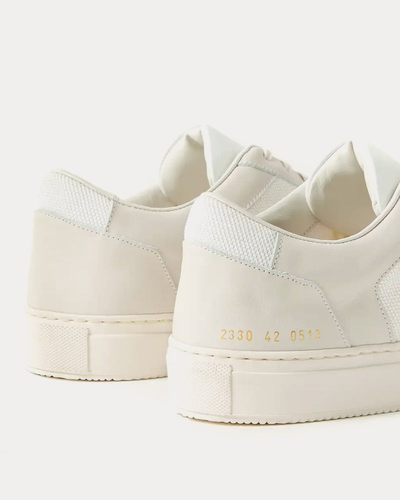 Common Projects BBall Decades Mesh and Leather White Low Top Sneakers - 3