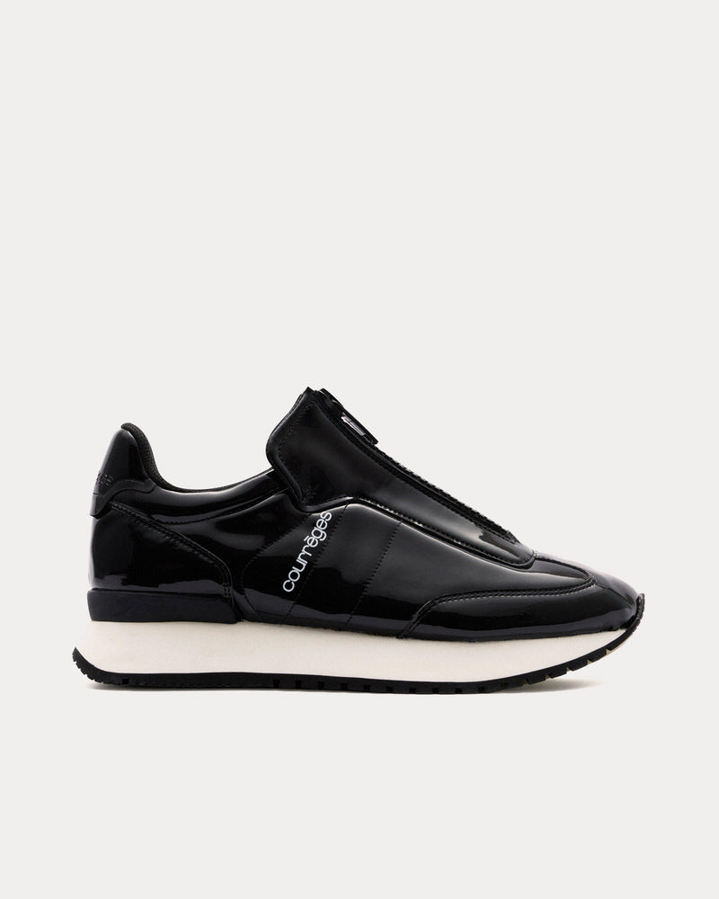 Courrèges Zip Patent Leather Black Slip On Sneakers - 1