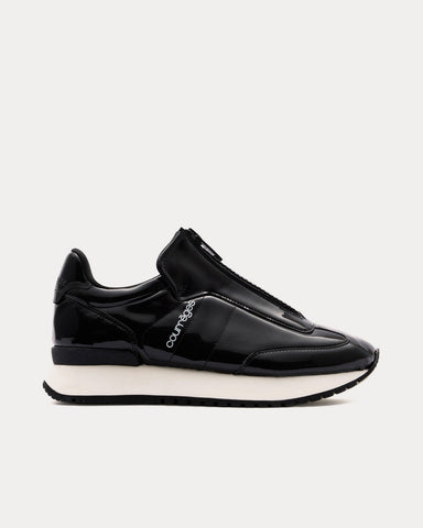 Courrèges Zip Patent Leather Black Slip On Sneakers