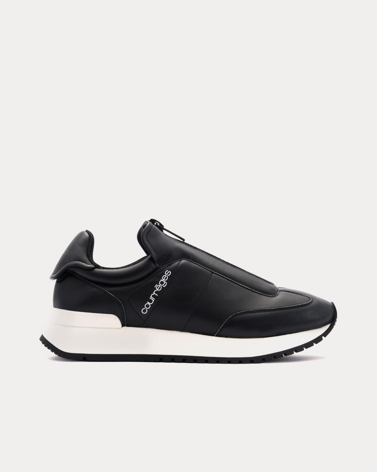 Courreges Zip Smooth Leather Black Slip On Sneakers Sneak in Peace