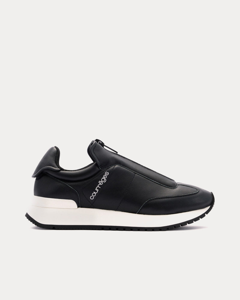 Courrèges Zip Smooth Leather Black Slip On Sneakers - 1