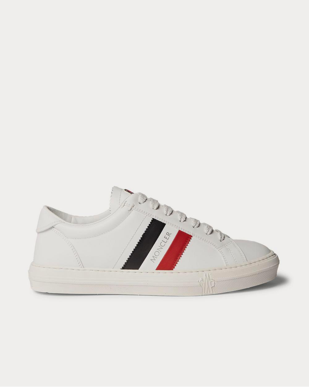 Moncler New Monaco Striped Leather  White low top sneakers - 1