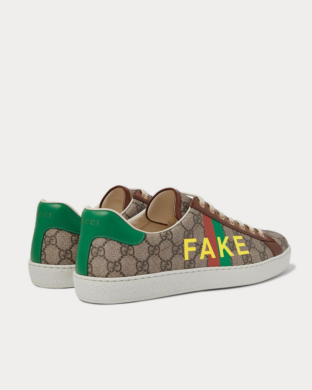 Gucci - Ace Printed Leather-Trimmed Monogrammed Coated-Canvas  Brown low top sneakers