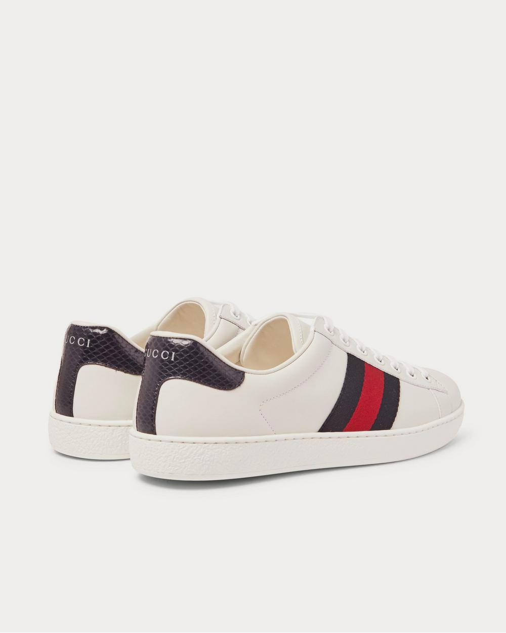 Gucci Ace Watersnake-Trimmed Leather  White low top sneakers - 4