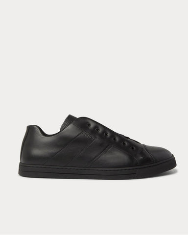 Fendi Smooth and Full-Grain Leather Slip-On  Black low top sneakers