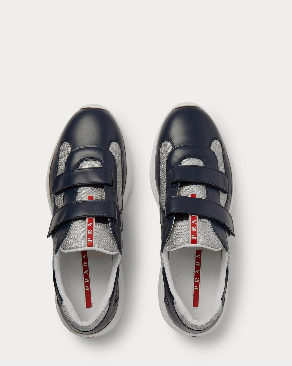 Prada Americas Cup Leather and Mesh  Navy low top sneakers - 6