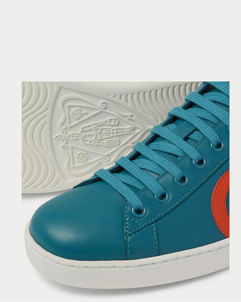 Gucci Ace Suede-Trimmed Leather  Blue low top sneakers - 4