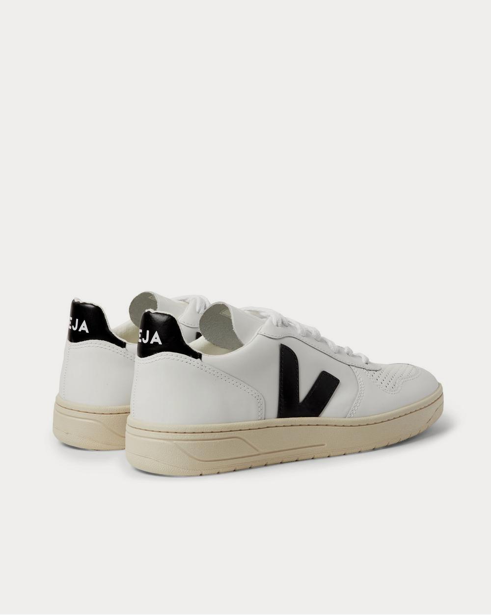 Veja V-10 Rubber-trimmed Leather  White low top sneakers - 4