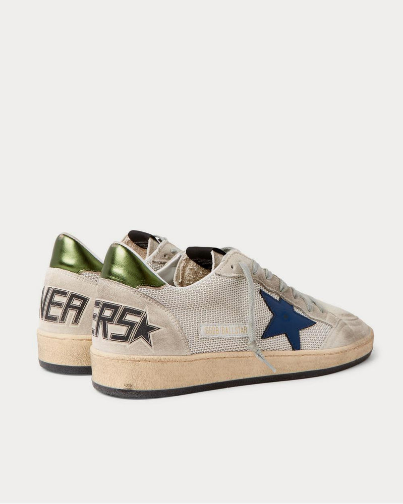 Golden Goose Ball Star Distressed Suede, Mesh and Leather  Silver low top sneakers - 4