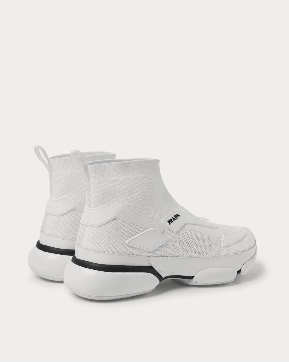 Prada Cloudbust Stretch-Knit and Rubber High-Top Slip-On  White high top sneakers - 4