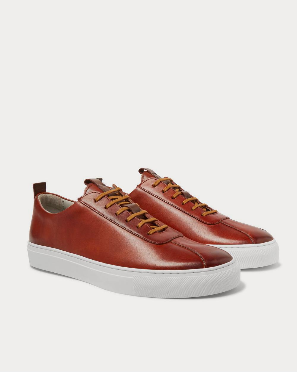 Grenson Hand-Painted Leather  Tan low top sneakers - 2