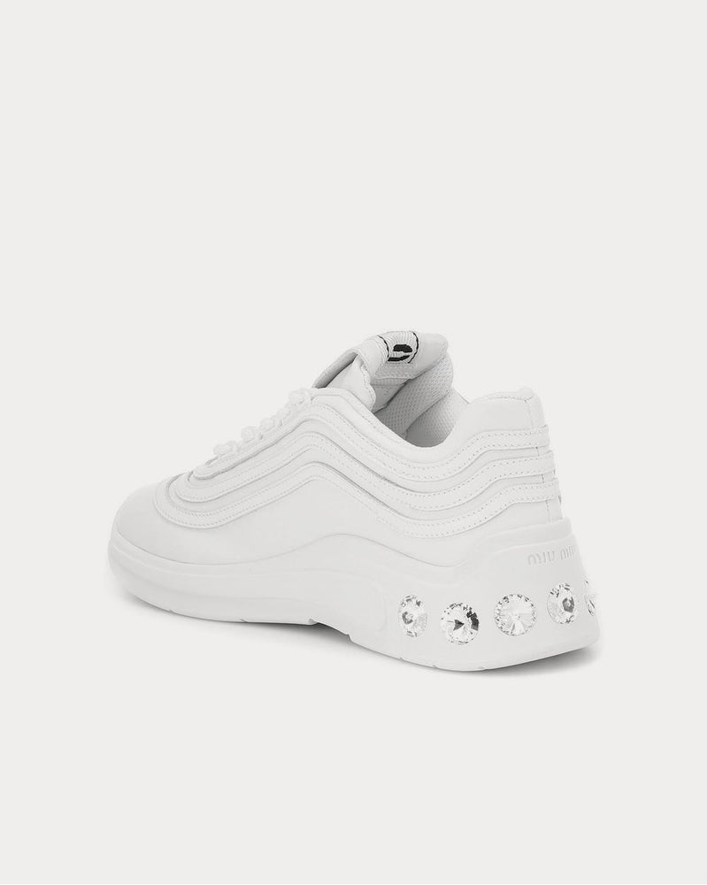 Miu Miu Leather Bianco Low Top Sneakers - 3