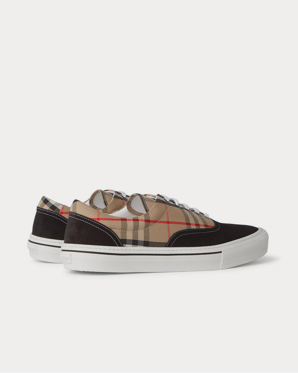 Burberry Suede and Checked-Cotton  Beige low top sneakers - 3