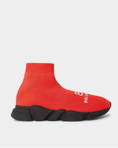 Balenciaga Speed Sock Logo-Print Stretch-Knit Slip-On  Red high top sneakers