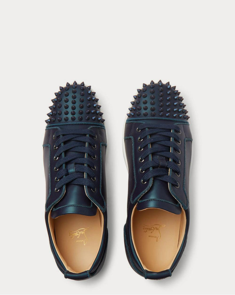 Christian Louboutin Louis Junior Spikes Cap-Toe Iridescent Leather  Blue low top sneakers - 6