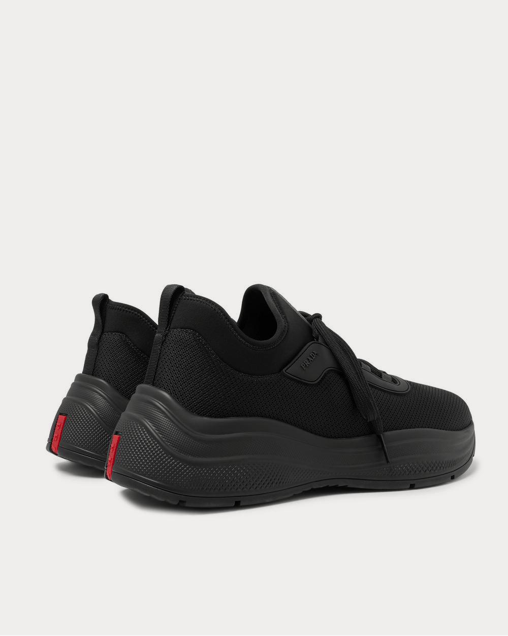 Prada America's Cup Rubber-Trimmed Mesh  Black low top sneakers - 4