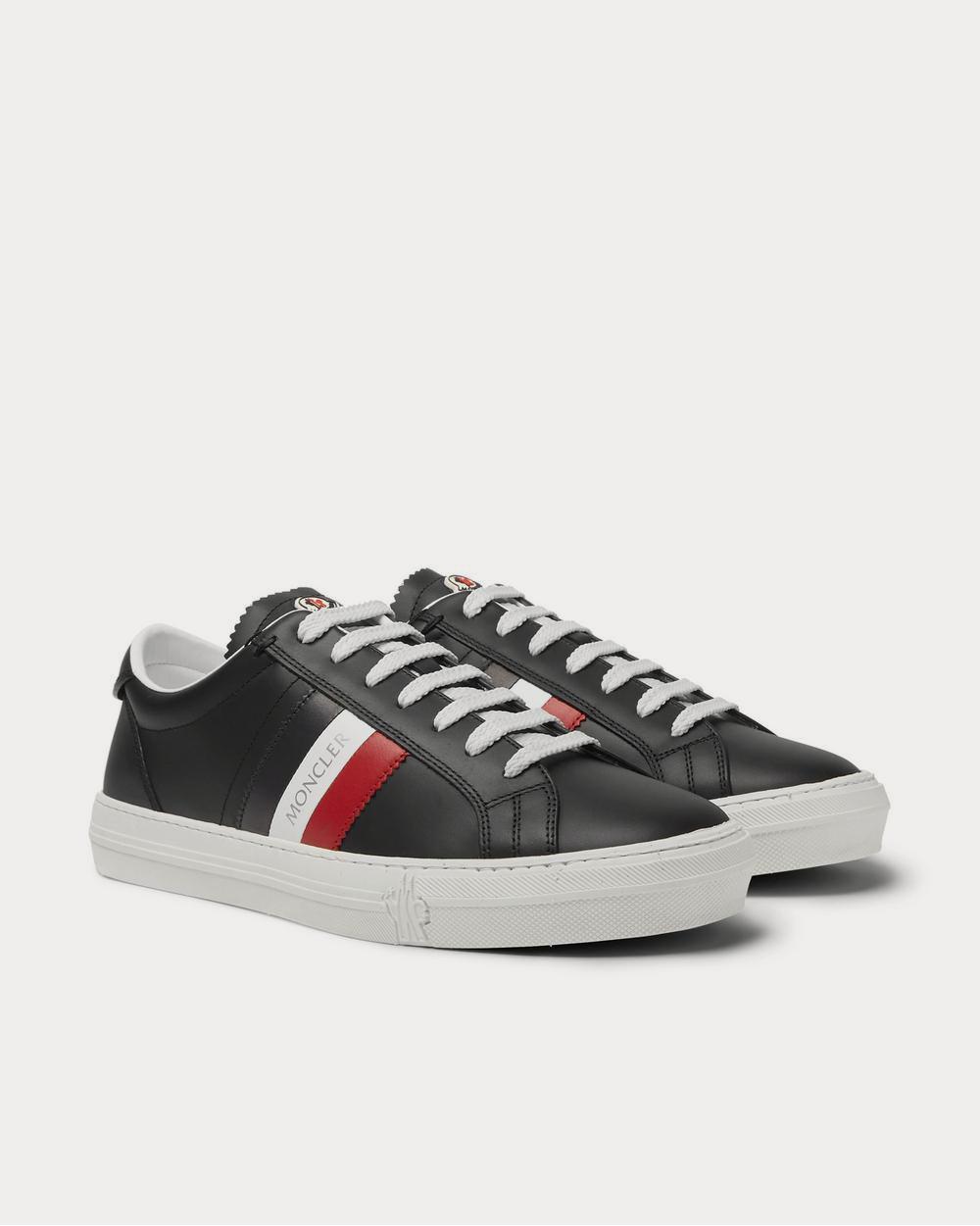 Moncler New Monaco Striped Leather  Black low top sneakers - 2