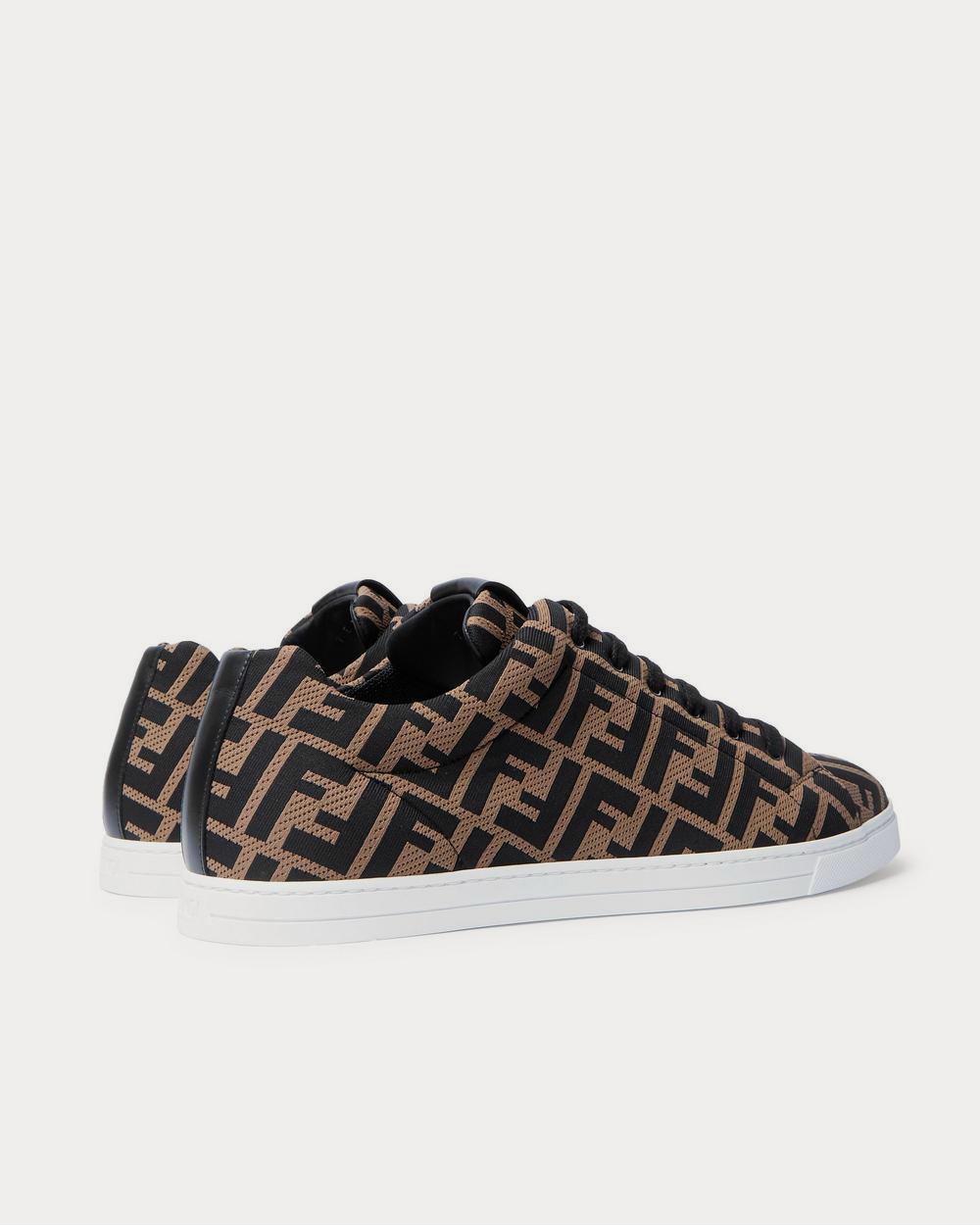 Fendi Leather-Trimmed Logo-Jacquard Mesh  Brown low top sneakers - 4