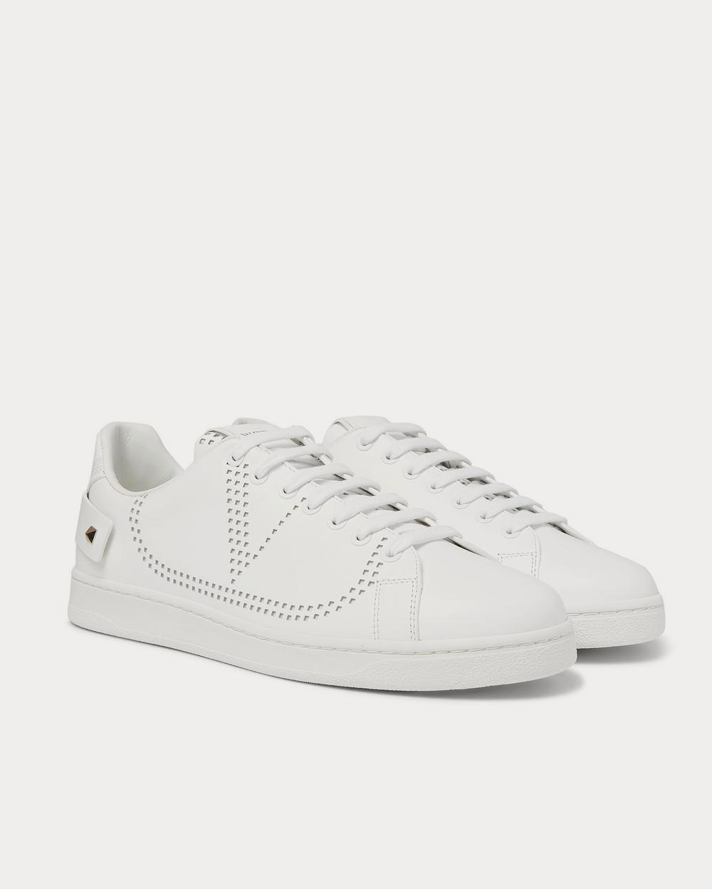 Valentino Backnet Perforated Leather  White low top sneakers - 2