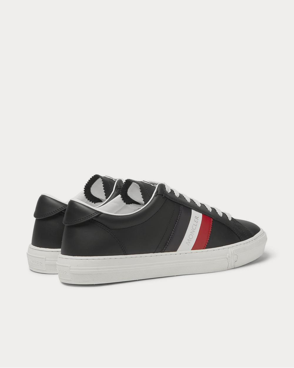 Moncler New Monaco Striped Leather  Black low top sneakers - 4