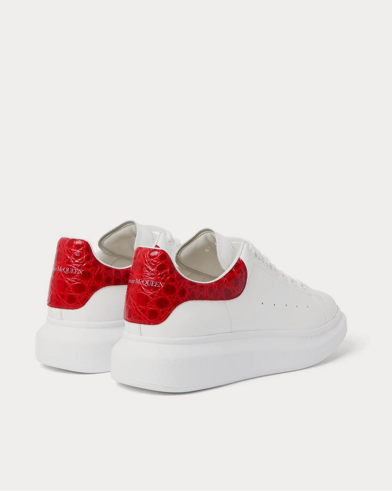 Alexander McQueen Exaggerated-Sole Croc Effect-Trimmed Leather  White low top sneakers - 3