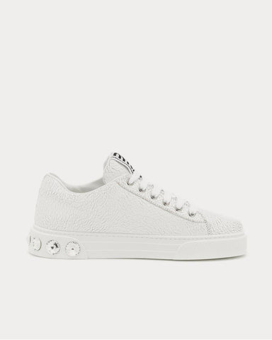 Miu Miu Embellished leather Bianco Low Top Sneakers