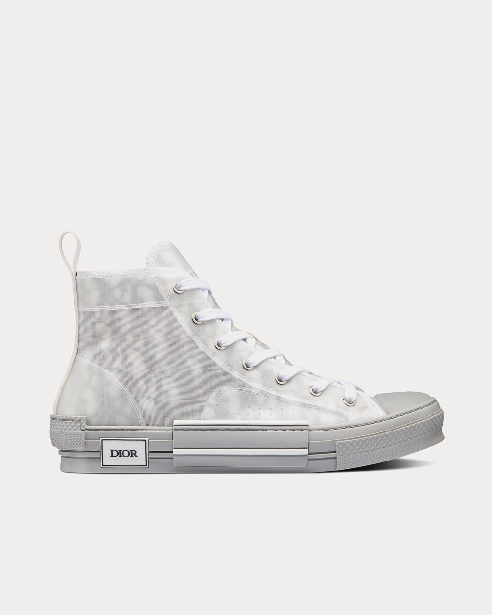 Dior B23 Reflective Gray Dior Oblique Canvas High Top Sneakers - 1