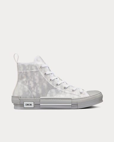 Dior B23 Reflective Gray Dior Oblique Canvas High Top Sneakers