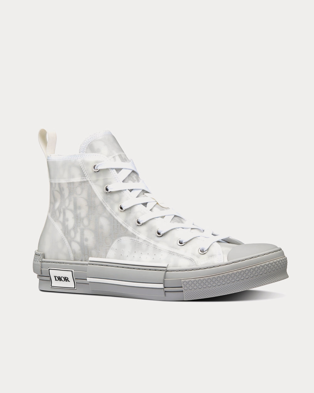 Dior B23 Reflective Gray Dior Oblique Canvas High Top Sneakers - 2