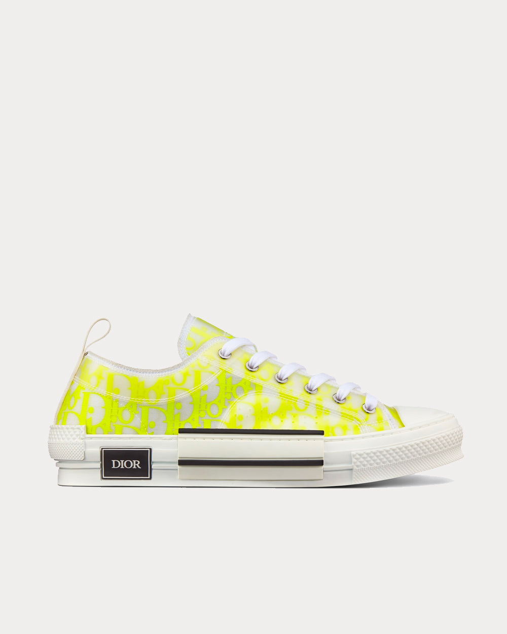 Dior B23 White and Yellow Dior Oblique Canvas Low Top Sneakers - 1