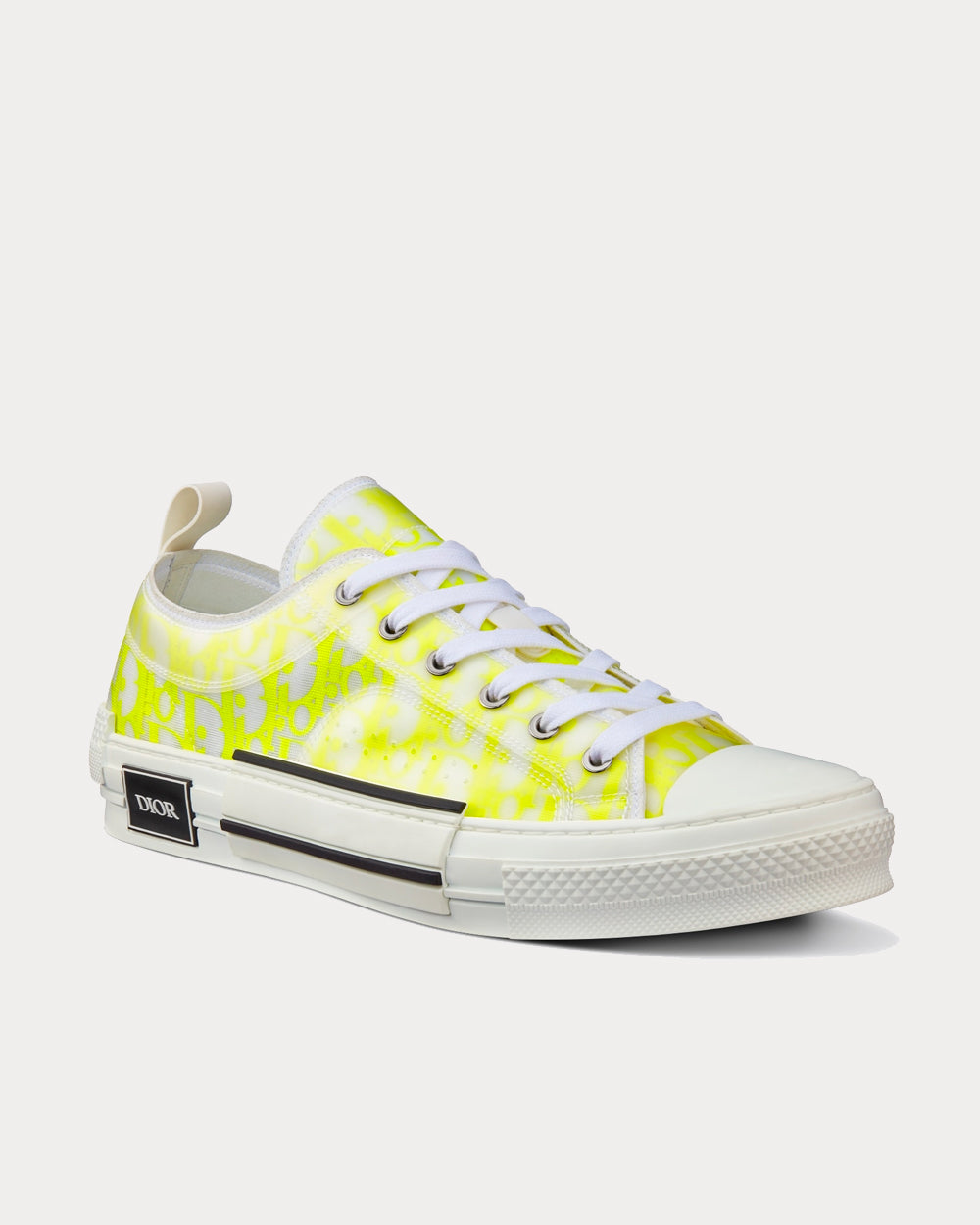 Dior B23 White and Yellow Dior Oblique Canvas Low Top Sneakers - 2