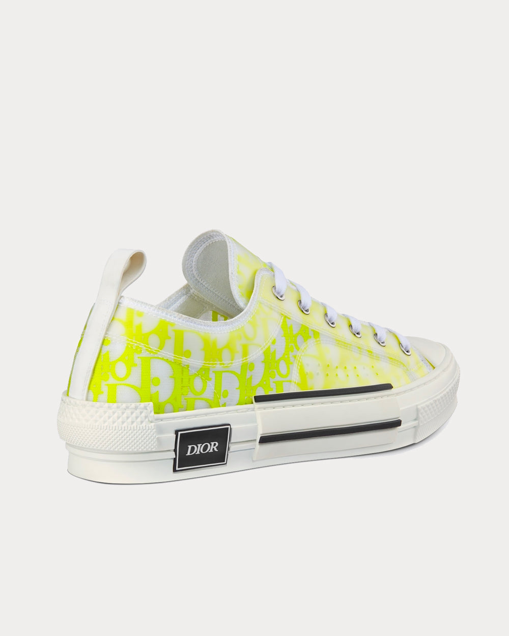 Dior B23 White and Yellow Dior Oblique Canvas Low Top Sneakers - 4